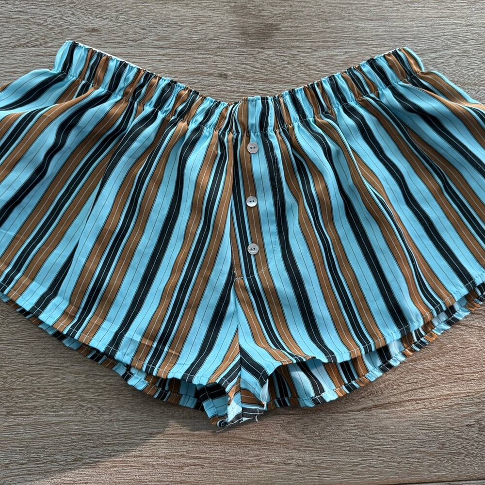 Free People Striped Boxers Pajama Shorts PJ’s Sz XS